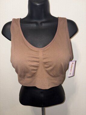 Joy Spun Brown Wireless Comfy Padded Bralette Bra Women XXXL New